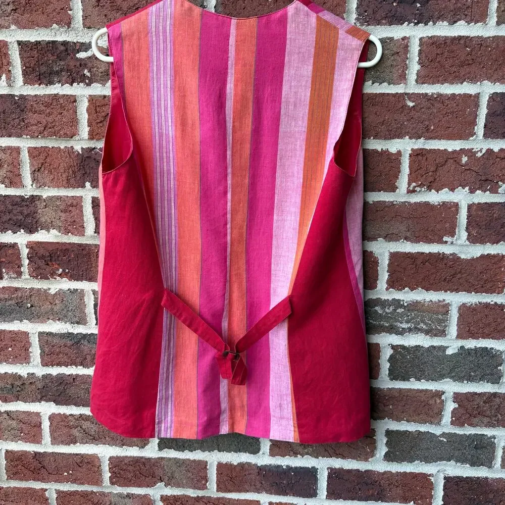 Vintage Canvasbacks Lutton & Horsfield Linen Cotton Button Front Vest Pink M